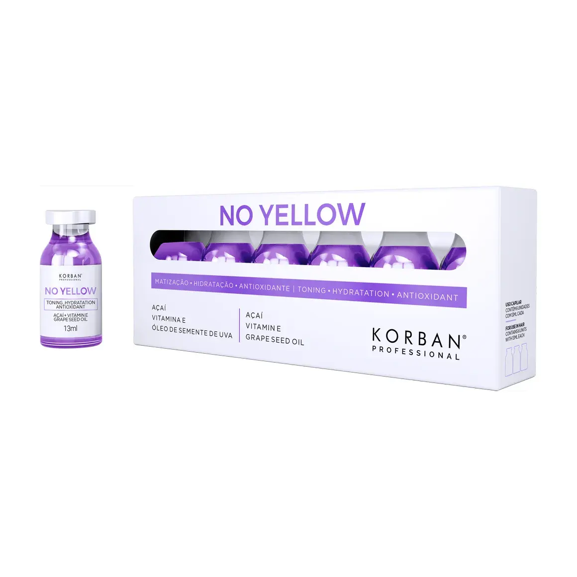 No Yellow - Intensywna Neutralizacja Żółtych Tonów - 6 amp. x 13 ml – Korban Professional