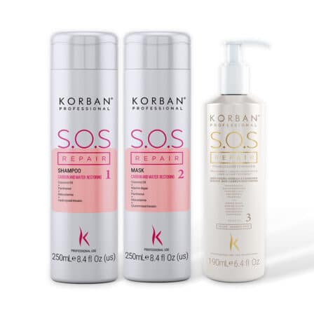 Zestaw Korban Professional S.O.S Repair - Szampon 250ml, S.O.S Repair - Odżywka 250ml, S.O.S Repair - Wykończenie Finisher 190ml